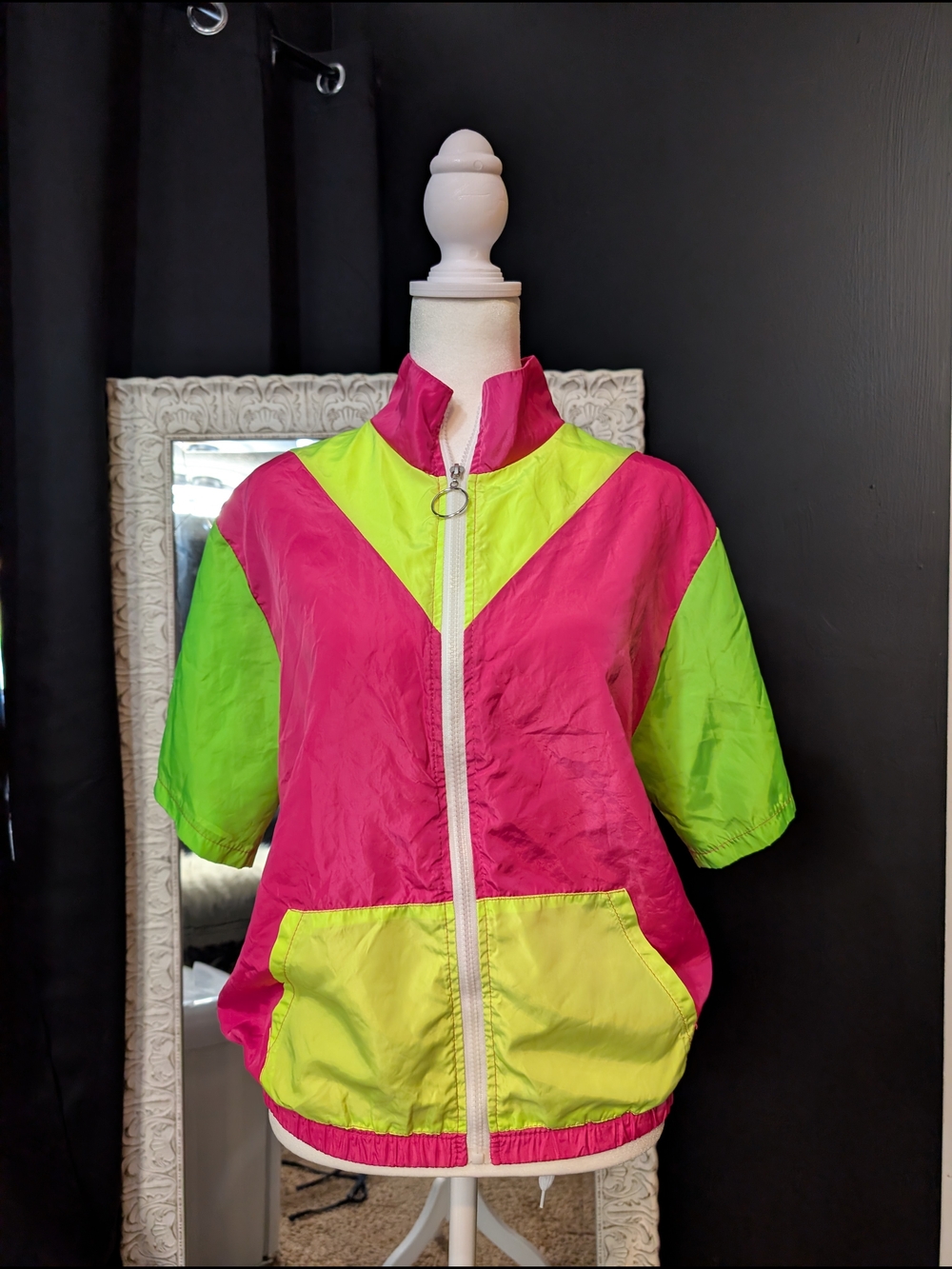 Fuchsia Pink Colorblock Windbreaker Jacket